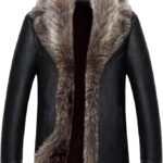 Winter Fur Collar Turn-Down Men Long Style Sheep Leather Fur Solid Color Outer Coat Thick Warm Parkas